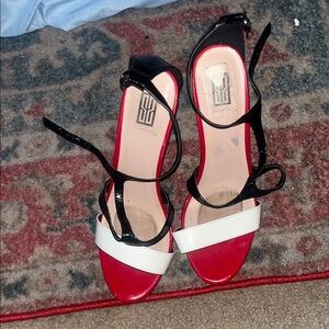 Elegant Black, White, and Red Women's Heels